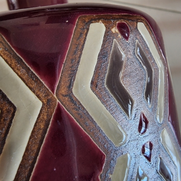 Boho Tribal Pattern Round Vase Deco Bohemian - Picture 3 of 7